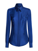 Camicia Donna Seta in Seta Blu Royal